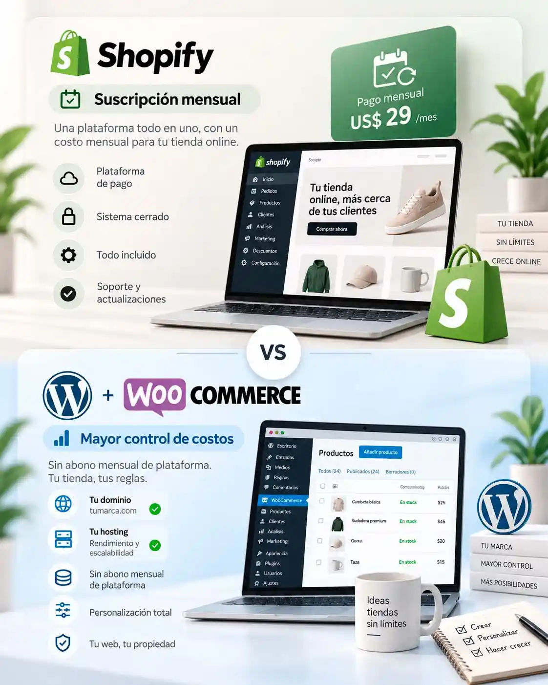 Shopify vs WordPress piensamono