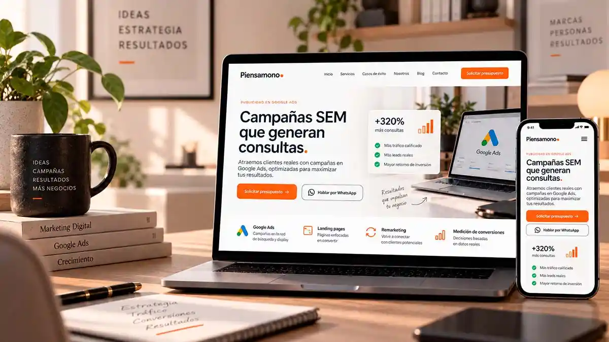 publicidad en google ads meta SEM piensamono